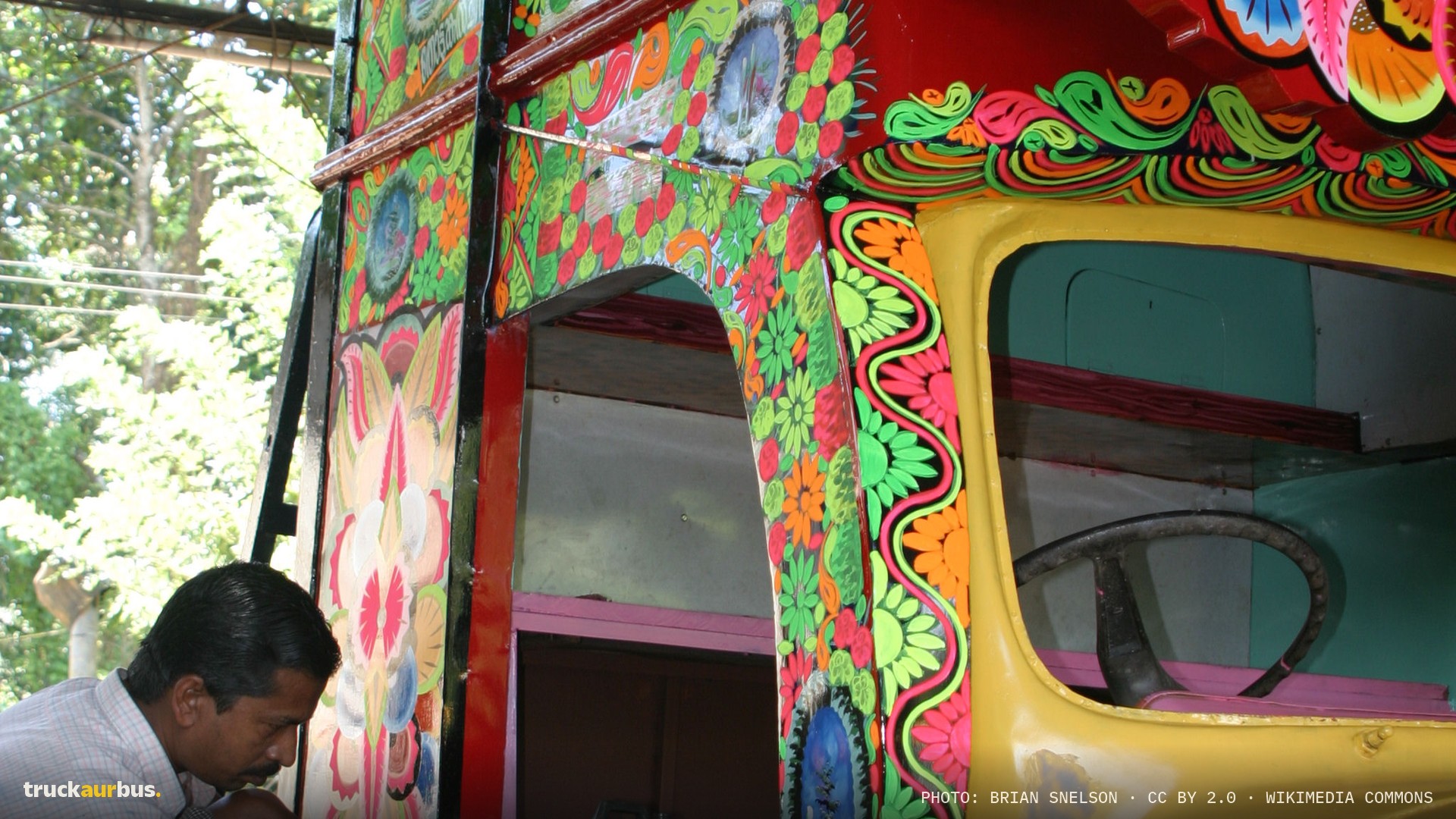 A truck being painted near Cochin, India
