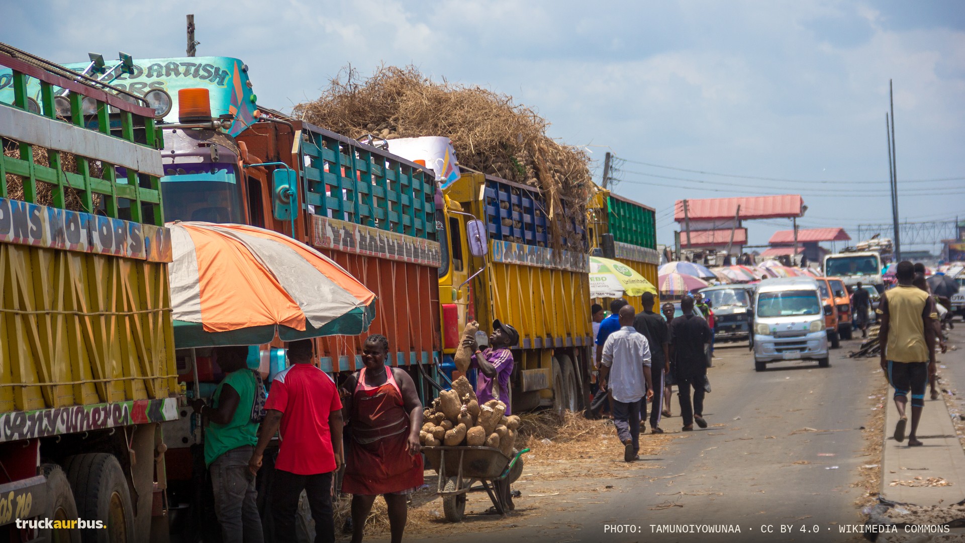 An array of yam truck in creek road market port harcourt