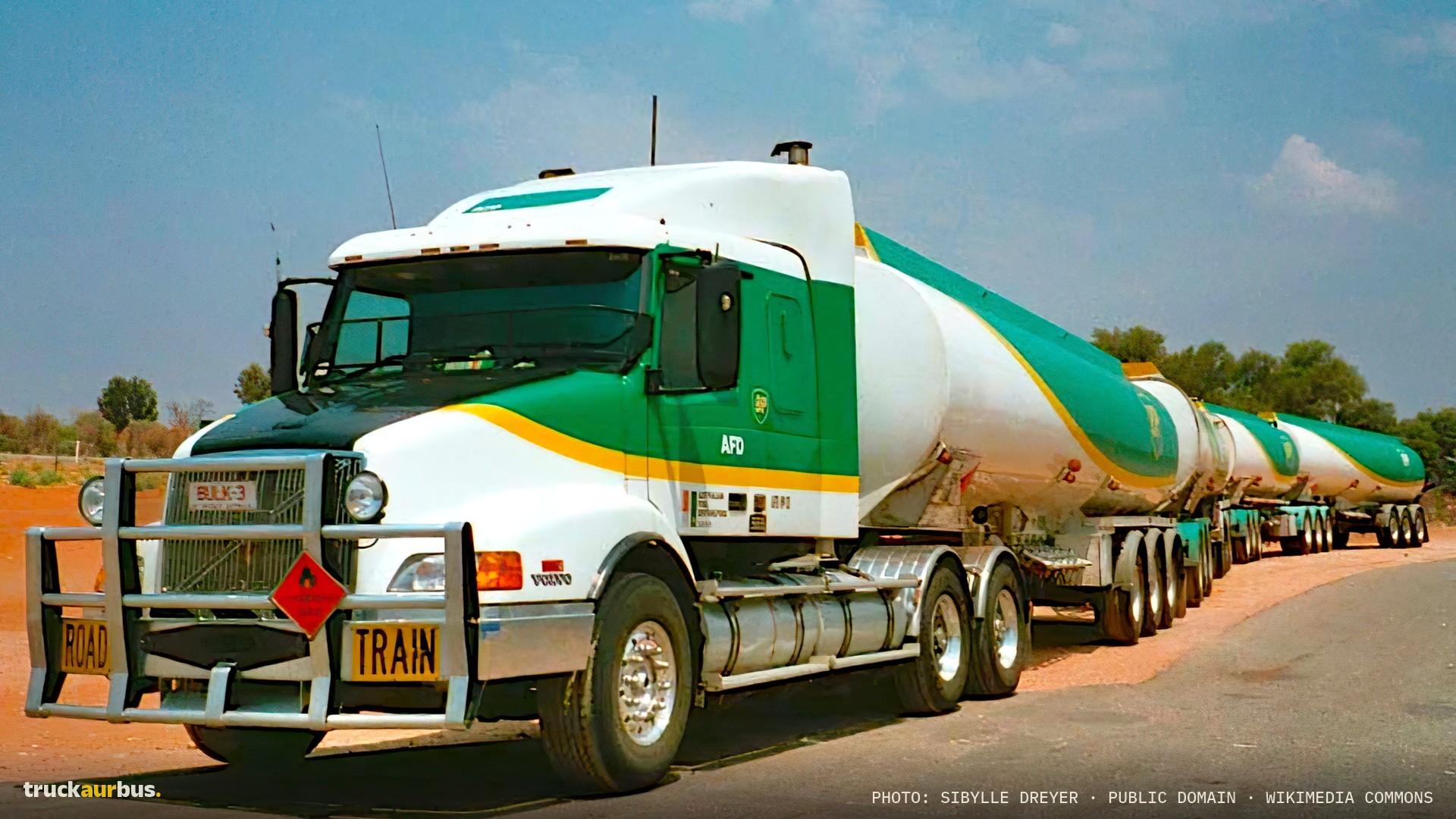 Australian road train headed by Volvo NH15