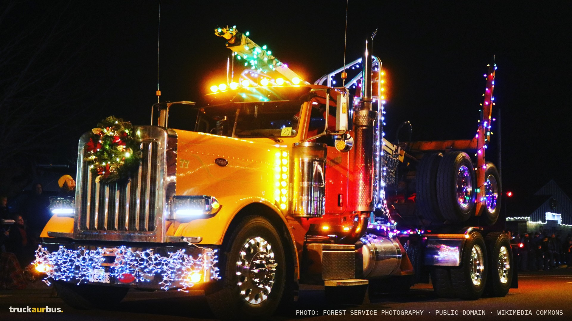 Log truck in parade, photo by Brett Williams