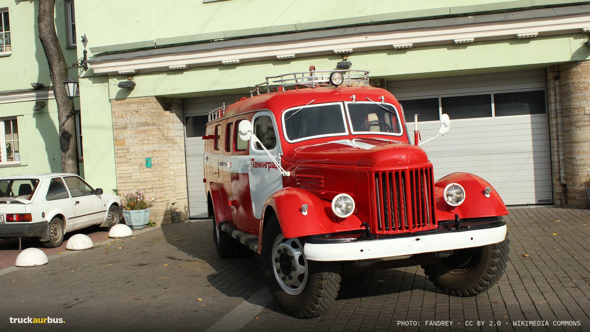 Vintage fire engine in St. Petersburg region