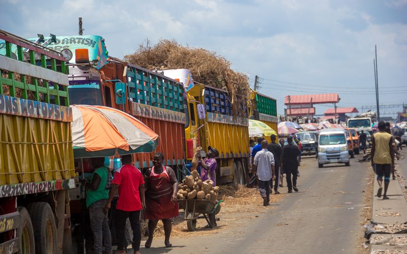 An array of yam truck in creek road market port harcourt