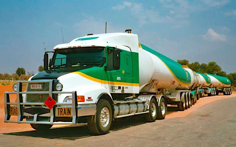 Australian road train headed by Volvo NH15