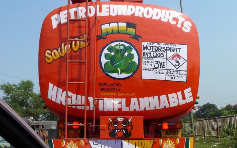 Back of petrol truck, Bhubaneswar - Oct 2010