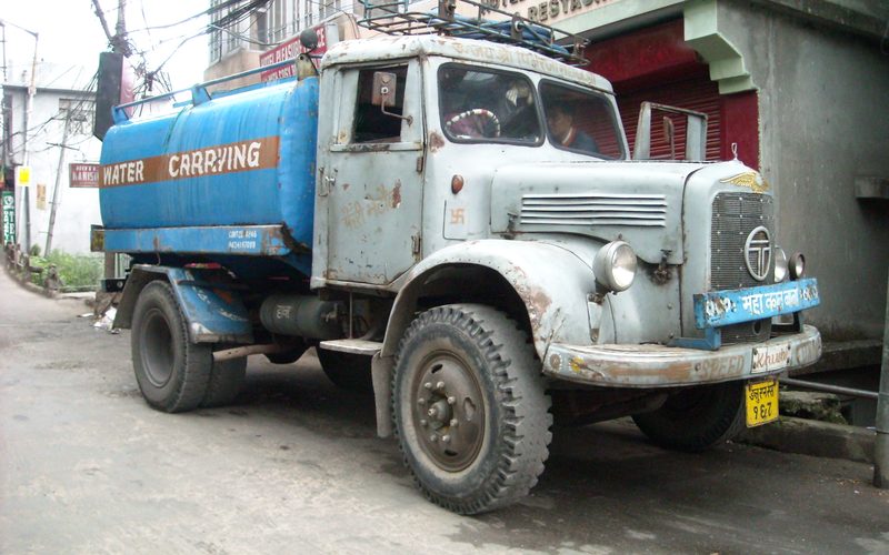 Darjeeling India truck delivering water May 2009