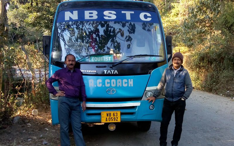 Driver Nirmal Raha and Conductor Shankar Dey on a Tour Programme of NBSTC at Deo