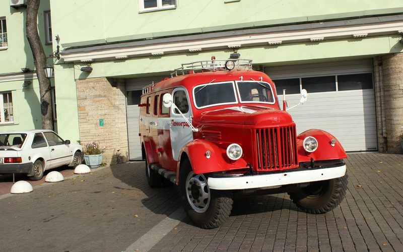 Vintage fire engine in St. Petersburg region